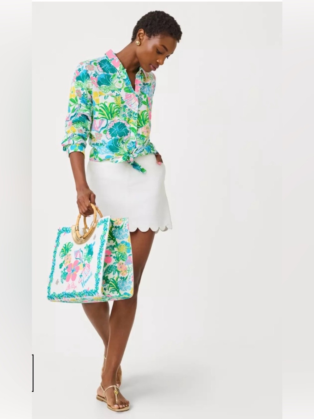 Lilly Pulitzer Seaview Linen Button Down Shirt